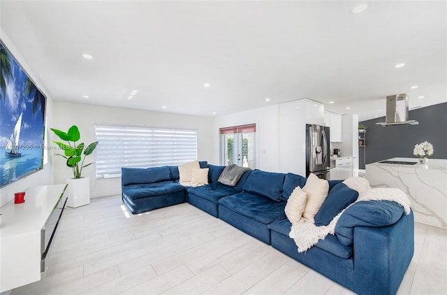 living room featuring light hardwood / wood-style flooring