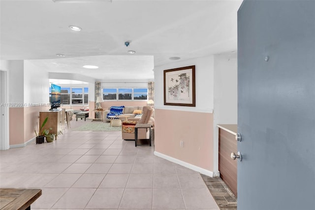 view of tiled living room