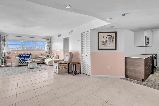 view of tiled living room