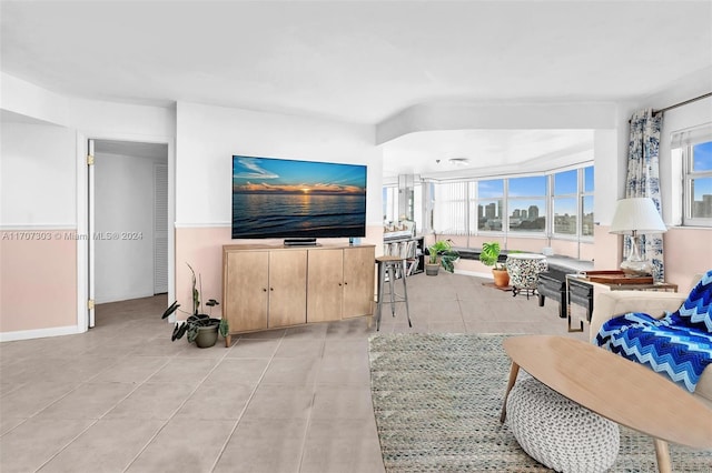 view of tiled living room