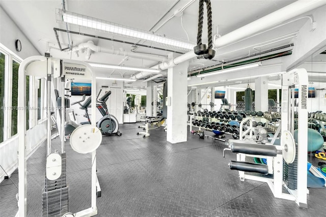 gym with plenty of natural light