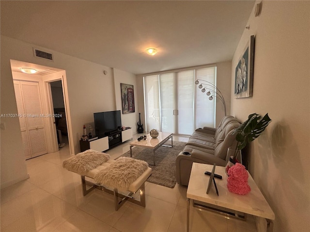 view of tiled living room