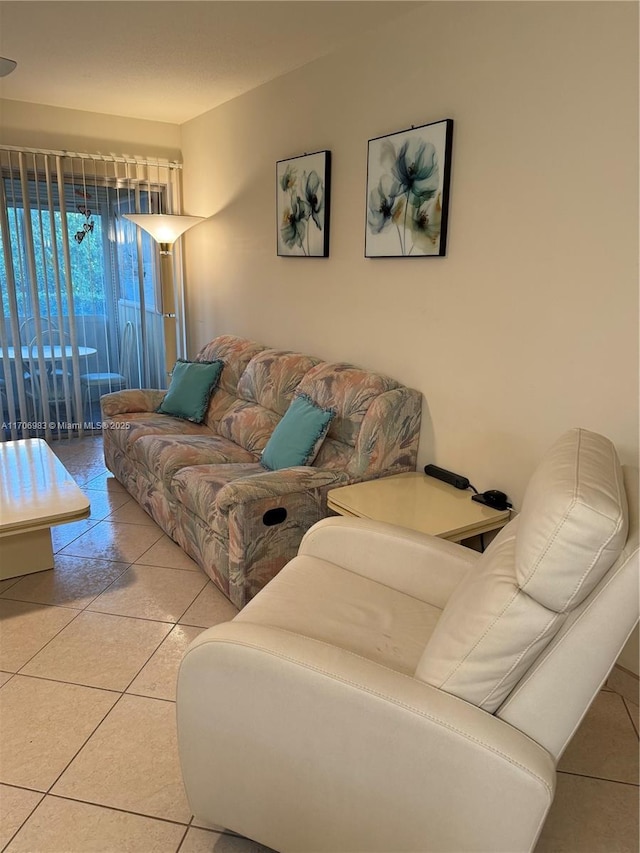 view of tiled living room