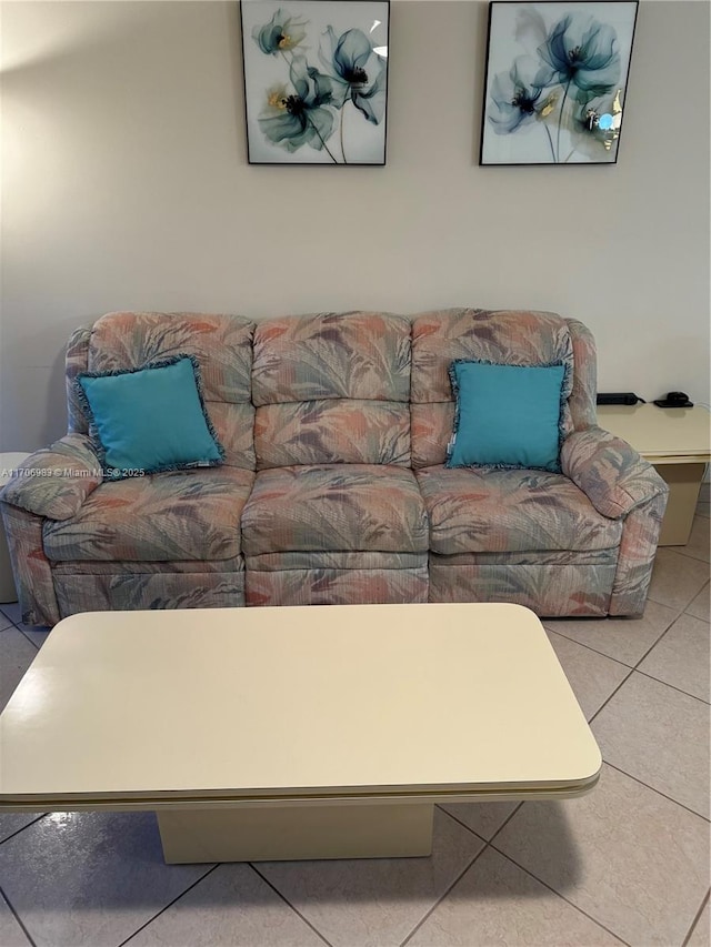 living room featuring tile patterned floors