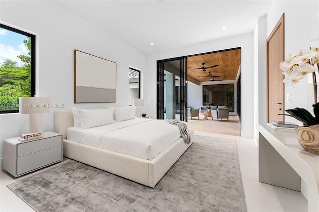 bedroom featuring wooden ceiling