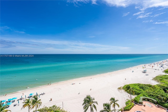 property view of water featuring a view of the beach