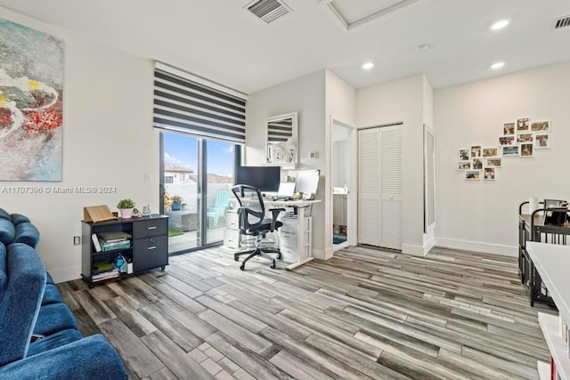 office space featuring hardwood / wood-style flooring