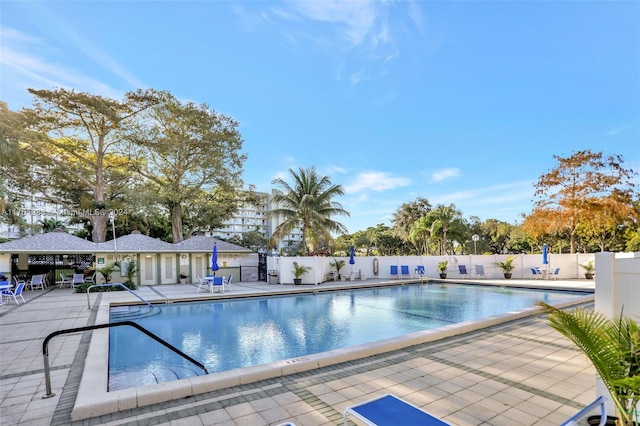 view of pool featuring a patio