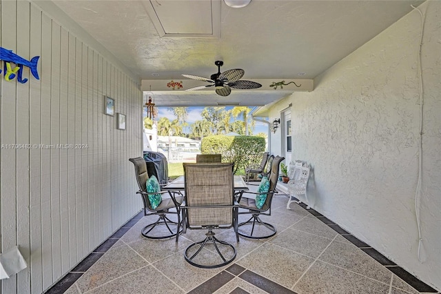 view of patio with ceiling fan