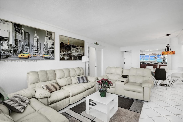 view of tiled living room