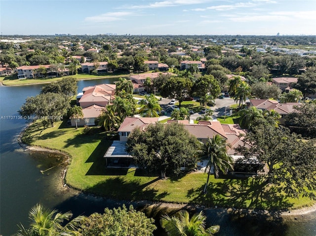 bird's eye view featuring a water view