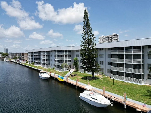 view of water feature featuring a dock