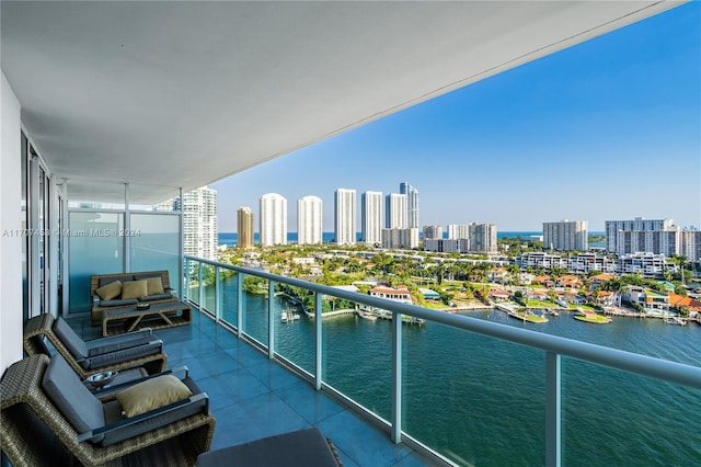 balcony with a water view