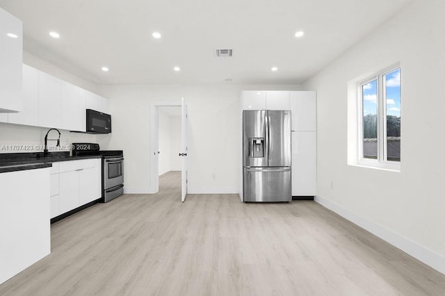 kitchen featuring light hardwood / wood-style floors, sink, white cabinetry, and stainless steel appliances