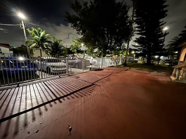 view of patio at night