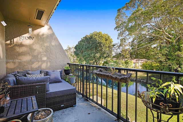 balcony with a water view