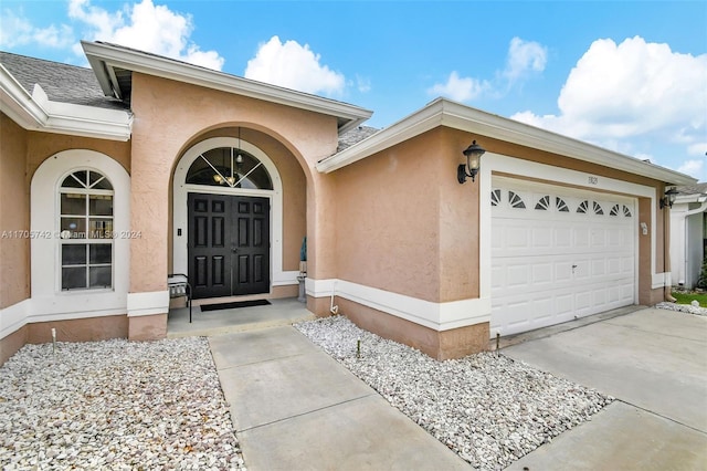 entrance to property with a garage