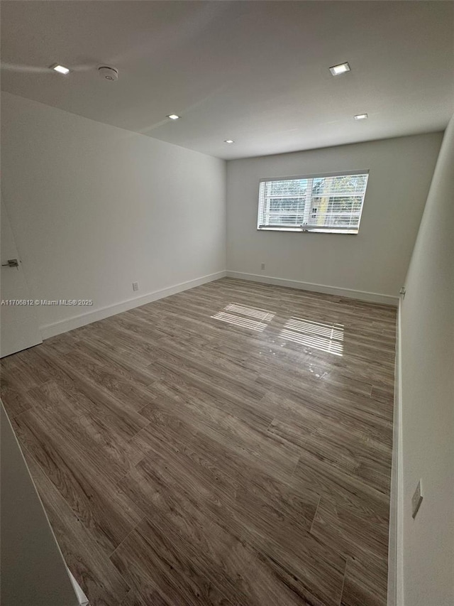 spare room featuring wood-type flooring