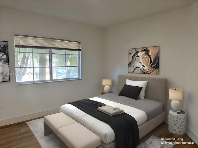 bedroom featuring baseboards and wood finished floors