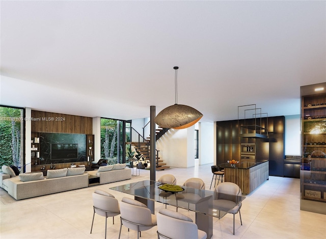 dining room featuring floor to ceiling windows