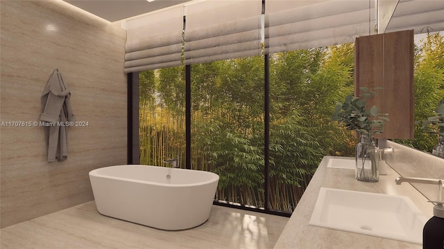 bathroom featuring a tub and sink