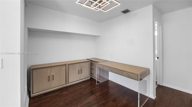 office area featuring dark hardwood / wood-style floors