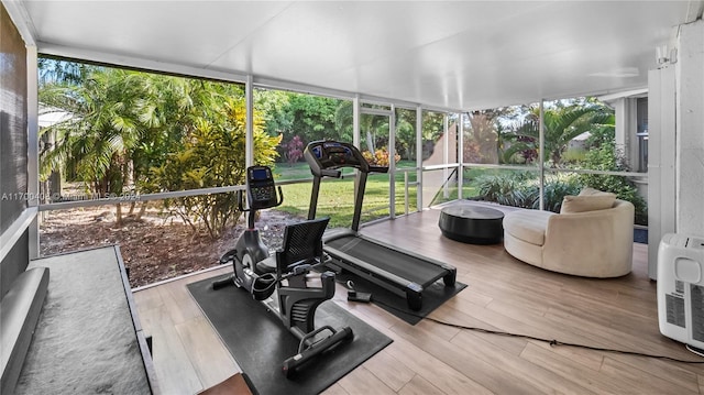 sunroom with heating unit