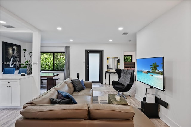 living room featuring light hardwood / wood-style flooring