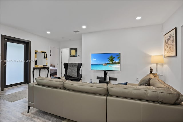 living room featuring light hardwood / wood-style flooring