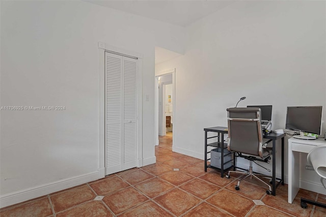 office space featuring tile patterned floors