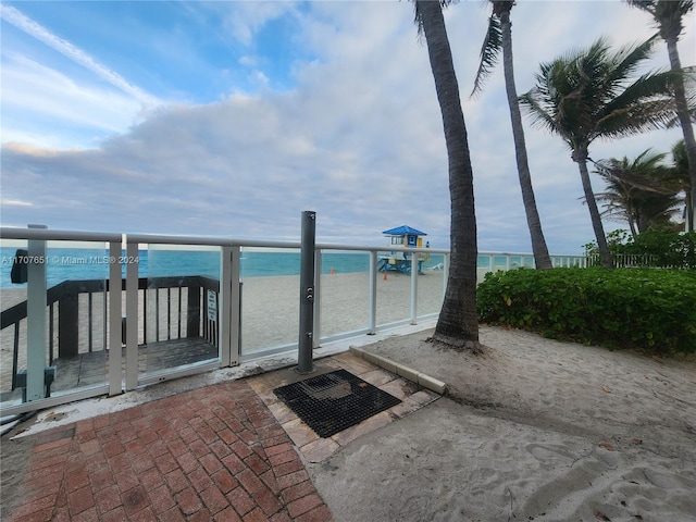 view of patio / terrace with a water view