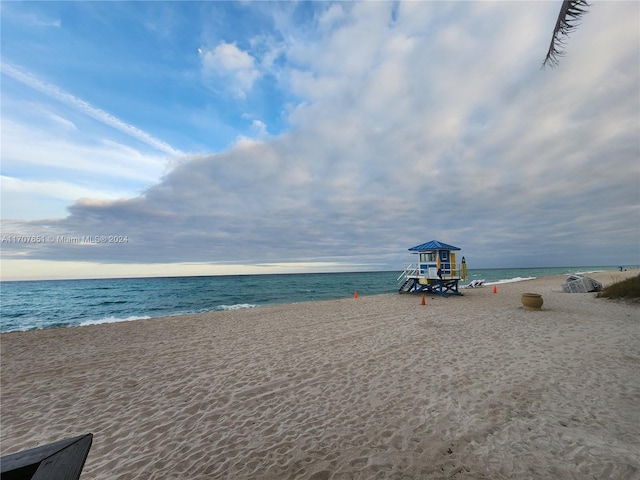 property view of water with a beach view