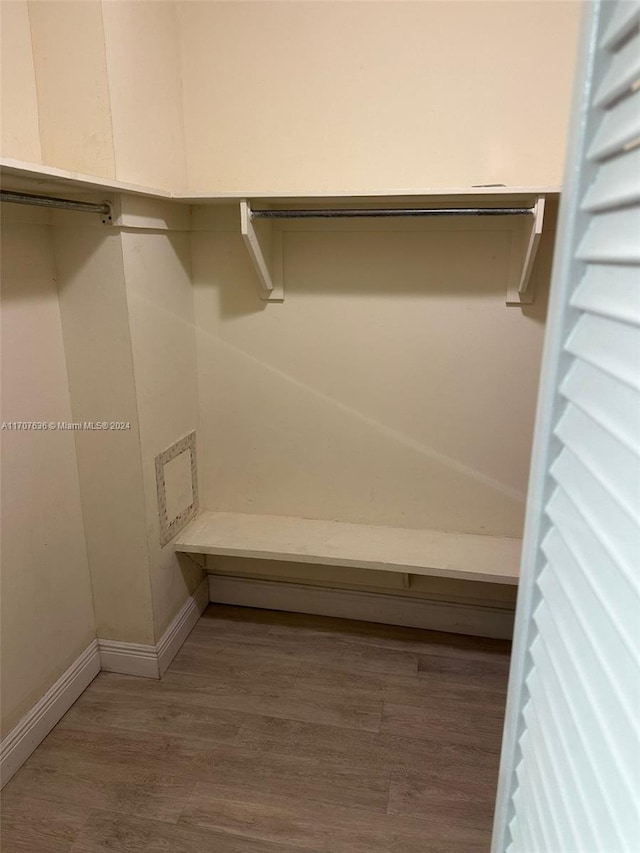 walk in closet featuring wood-type flooring