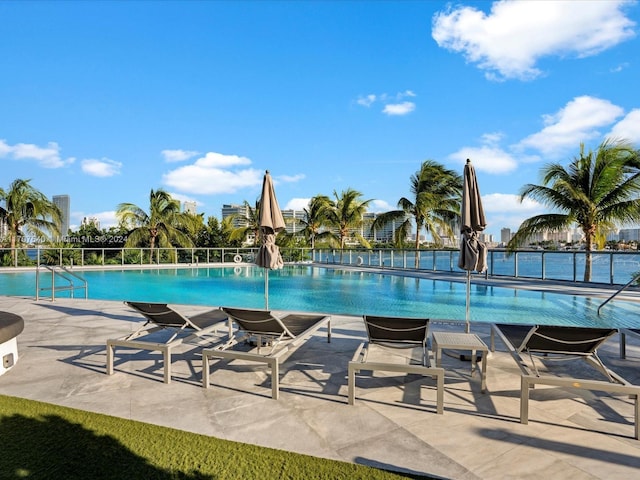 view of pool featuring a patio area