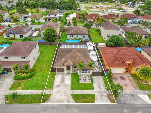 drone / aerial view with a residential view