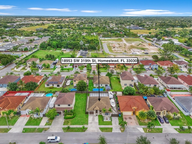 bird's eye view with a residential view