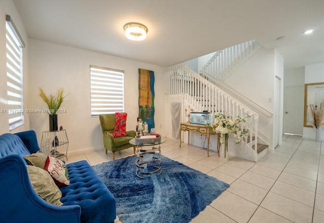 view of tiled living room