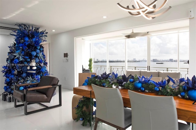 dining space featuring an inviting chandelier