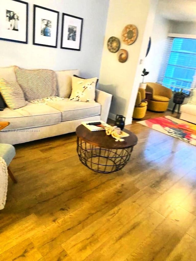 living room with wood-type flooring