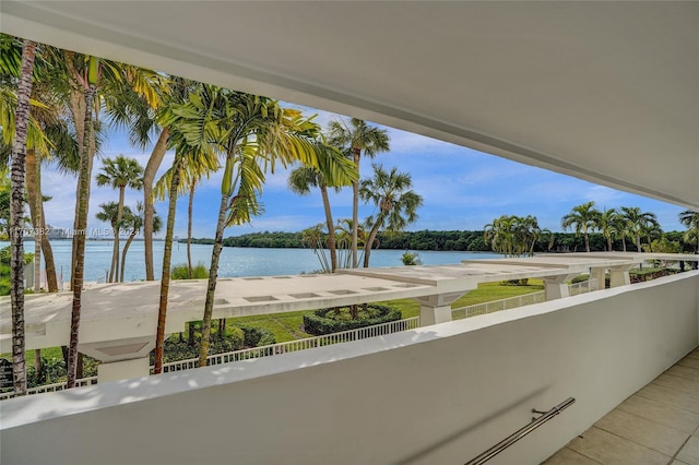 balcony with a water view