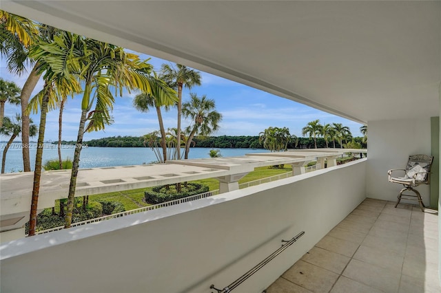 balcony with a water view