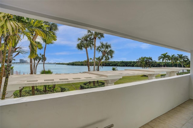 balcony with a water view