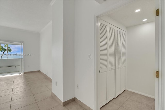 500 Bayview Dr Unit 118, Sunny Isles Beach, FL 33160 - corridor with light tile patterned floors, recessed lighting, and baseboards