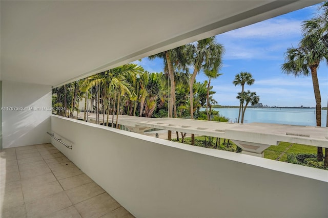 balcony with a water view