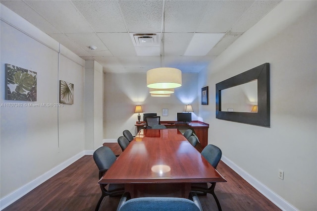 500 Bayview Dr Unit 118, Sunny Isles Beach, FL 33160 - dining area featuring wood finished floors, baseboards, a drop ceiling, and a desk