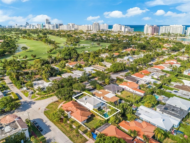 bird's eye view featuring a water view