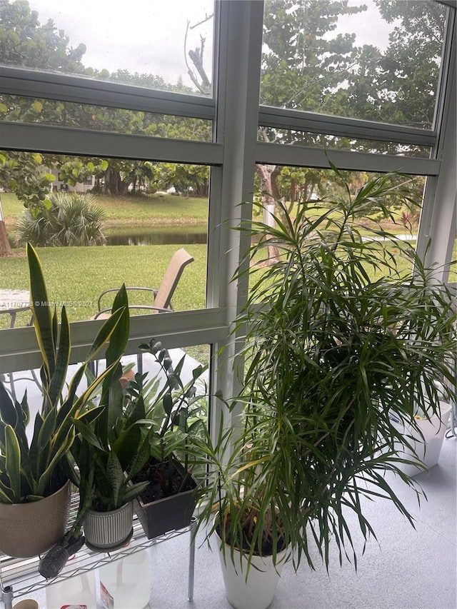 sunroom featuring a water view and a healthy amount of sunlight