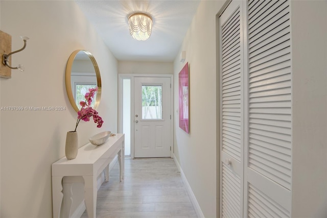 doorway featuring light hardwood / wood-style flooring