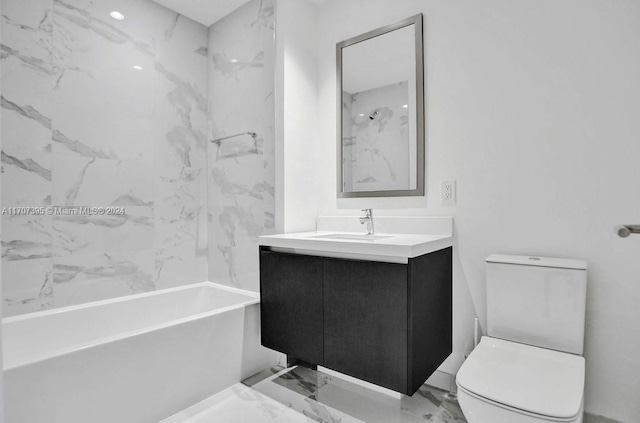 full bathroom featuring vanity, toilet, and tiled shower / bath