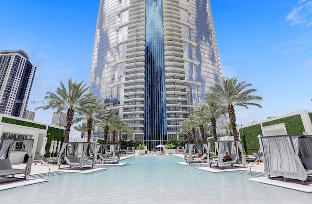 view of swimming pool featuring a patio